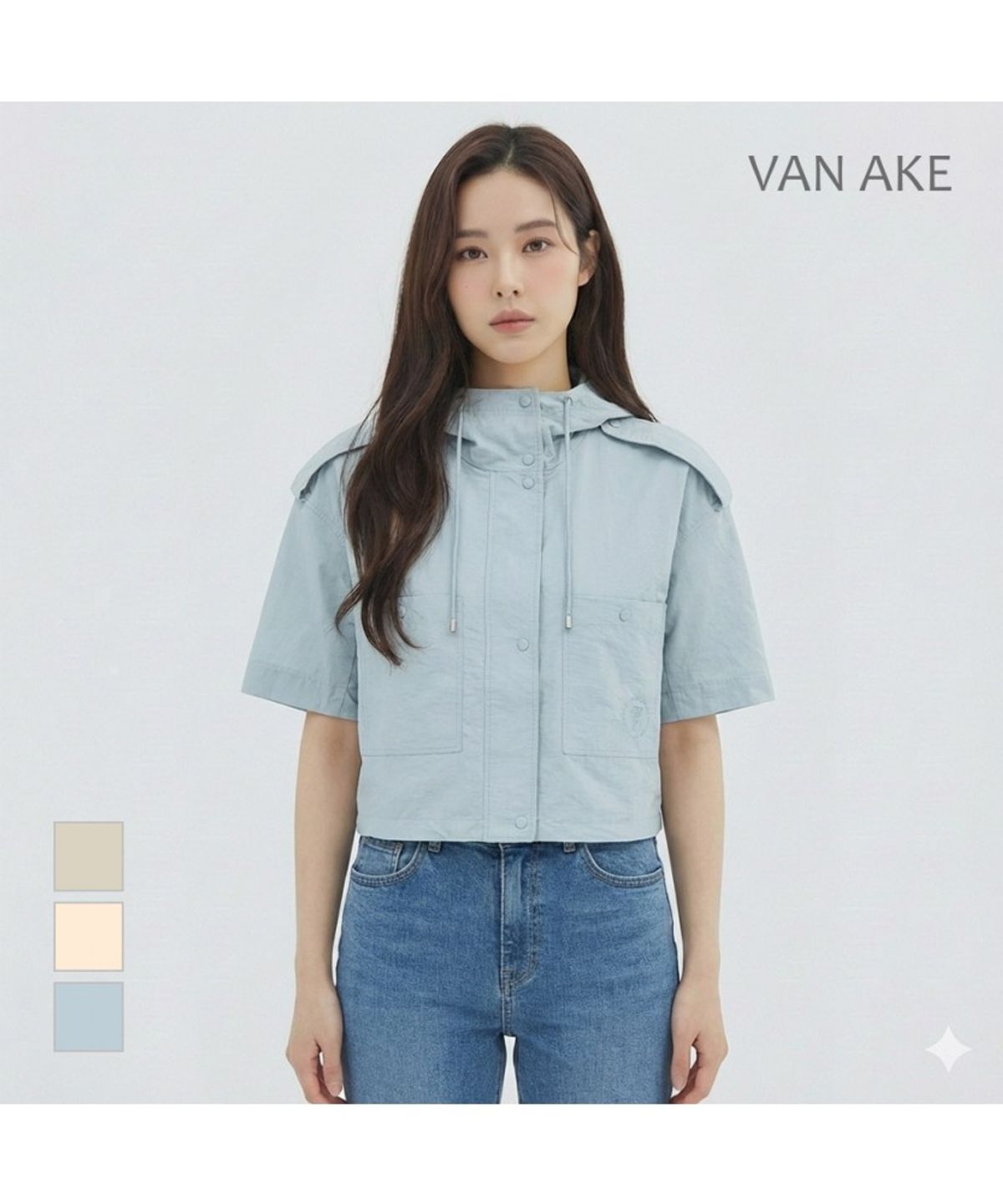 반에이크(VANAKE) 후드넥 캐주얼얼 반팔점퍼_VB37JPMD02Z