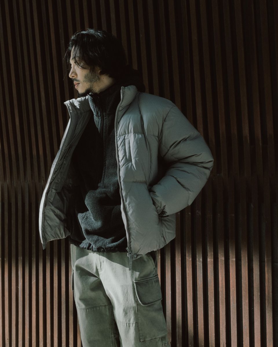 MUSINSA | ESPIONAGE Wave Puffer Down Jacket Stone Grey