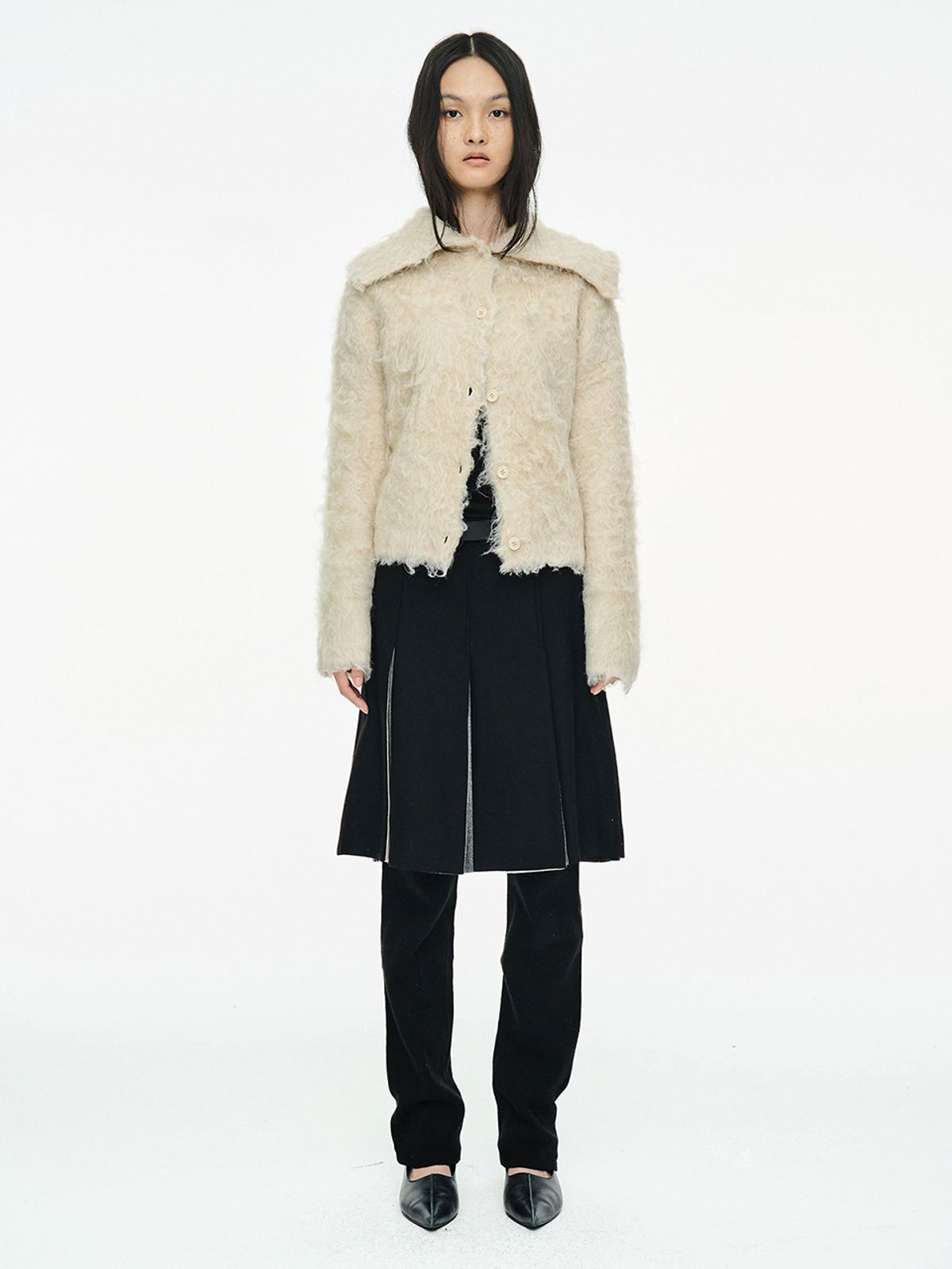 세릭(CERRIC) PLEATED MIDI SKIRT / BLACK
