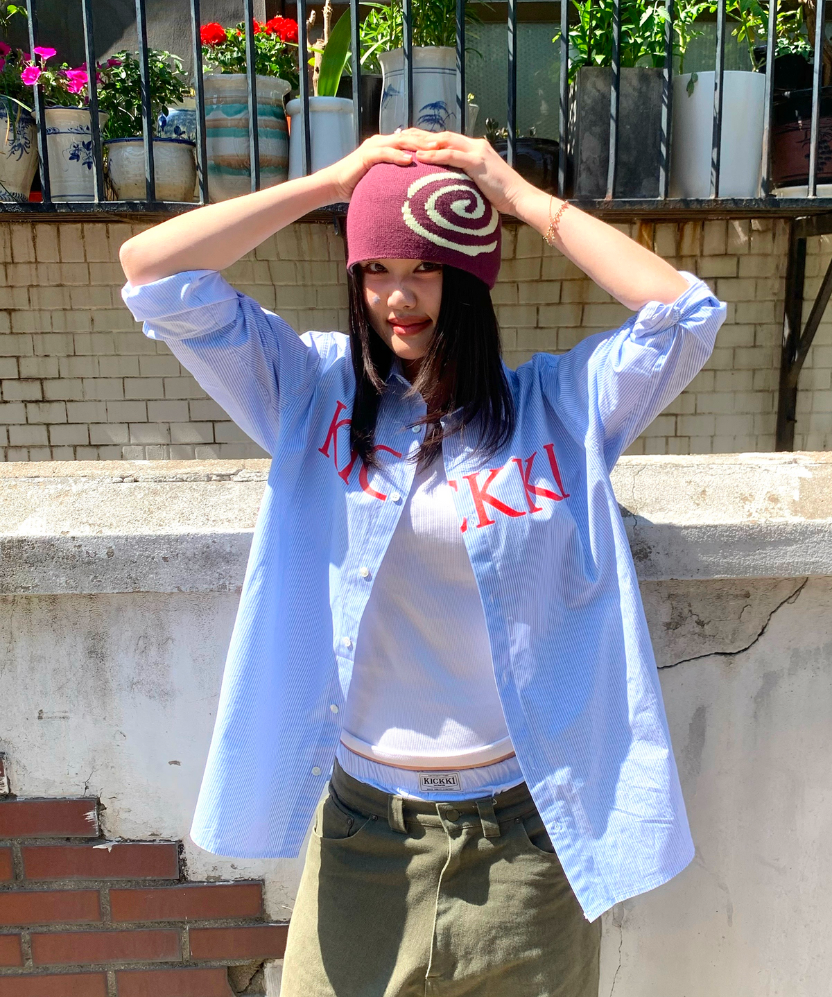 킼키(KICKKI) 킼키 스파이럴 로고 비니 퍼플