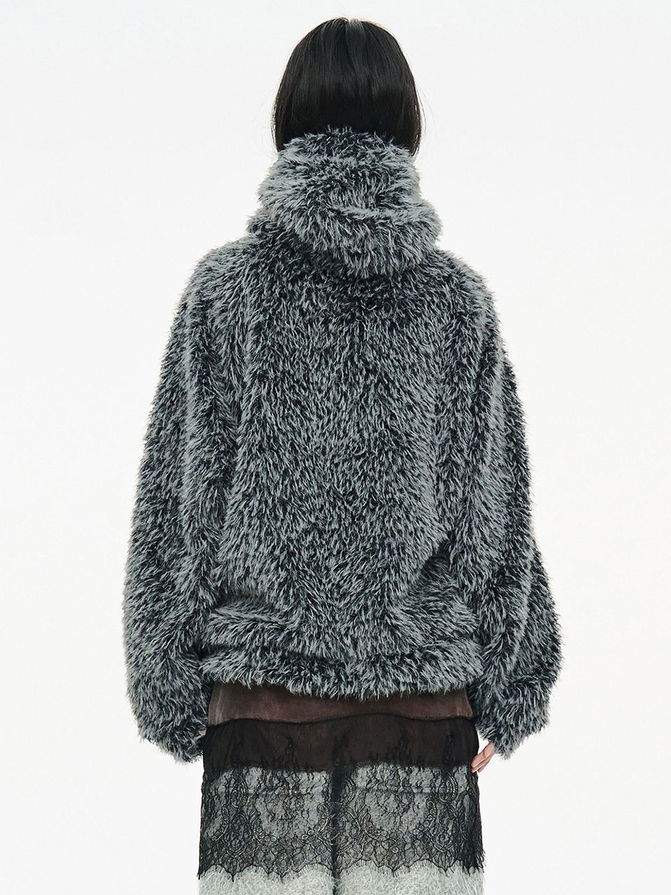 MUSINSA | CERRIC HAIRY BALACLAVA ZIP UP / CHARCOAL