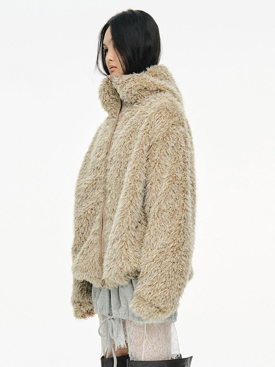 MUSINSA公式 | CERRIC HAIRY BALACLAVA ZIP UP / BEIGE