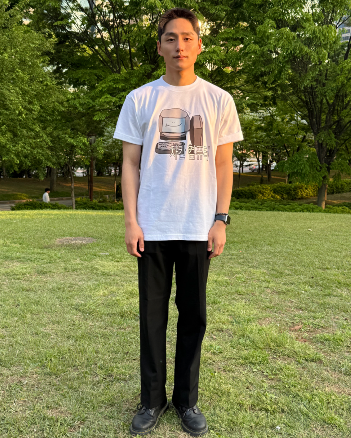 잇츠쿨띵(ITISCOOLTHING) 착하고 모땐 컴퓨터 T-shirts (white)