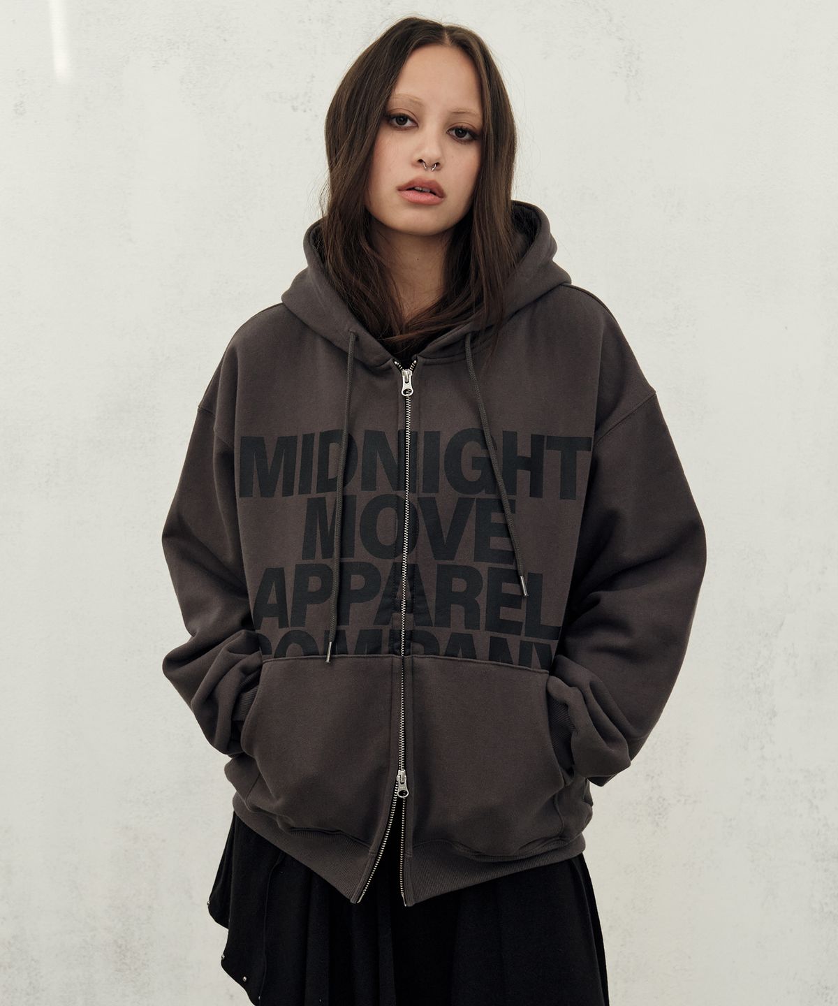 미드나잇 무브(MIDNIGHT MOVE) eagle hood zip up (dark grey)