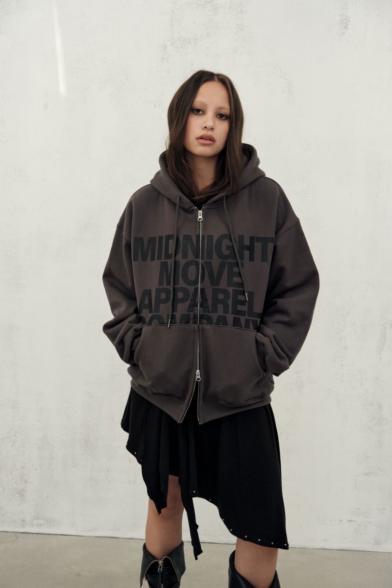 MUSINSA公式 | MIDNIGHT MOVE eagle hood zip up (dark grey)