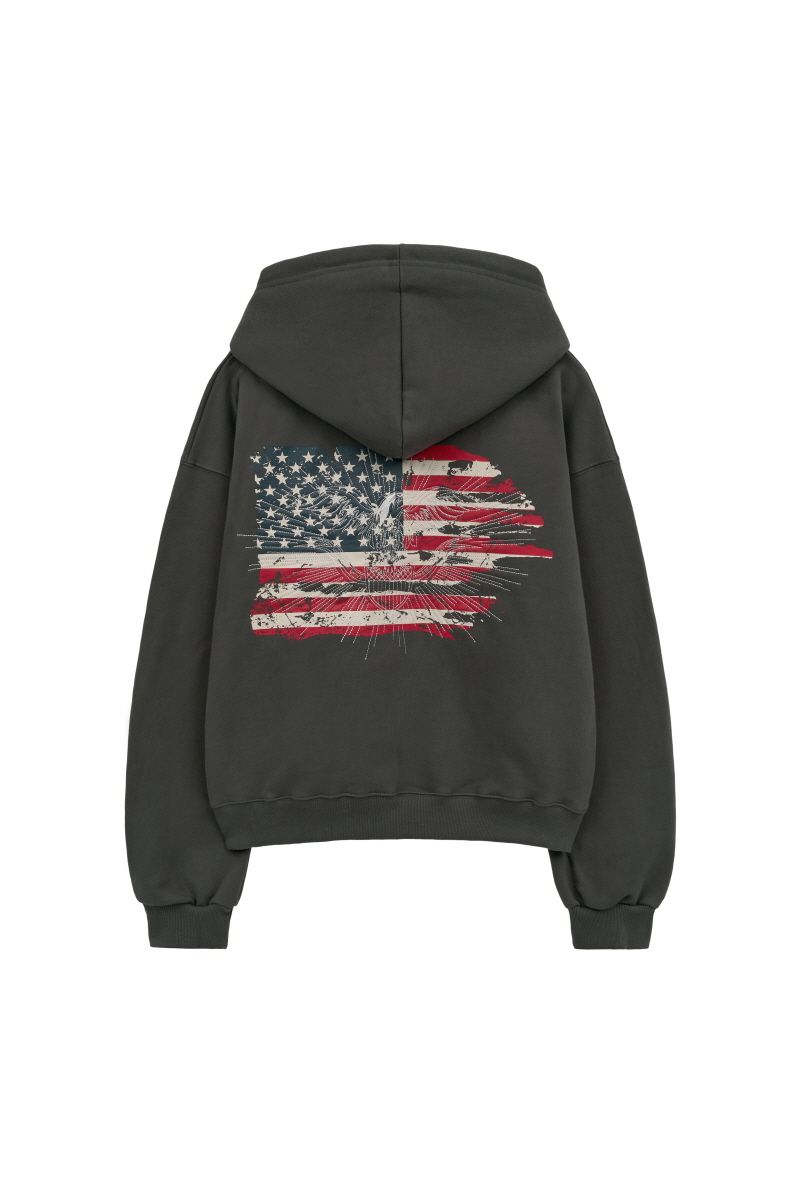 MUSINSA公式 | MIDNIGHT MOVE eagle hood zip up (dark grey)