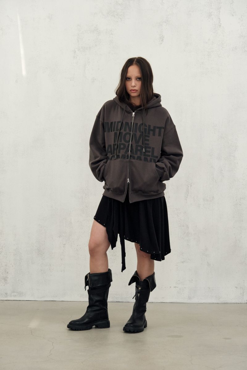MUSINSA公式 | MIDNIGHT MOVE eagle hood zip up (dark grey)