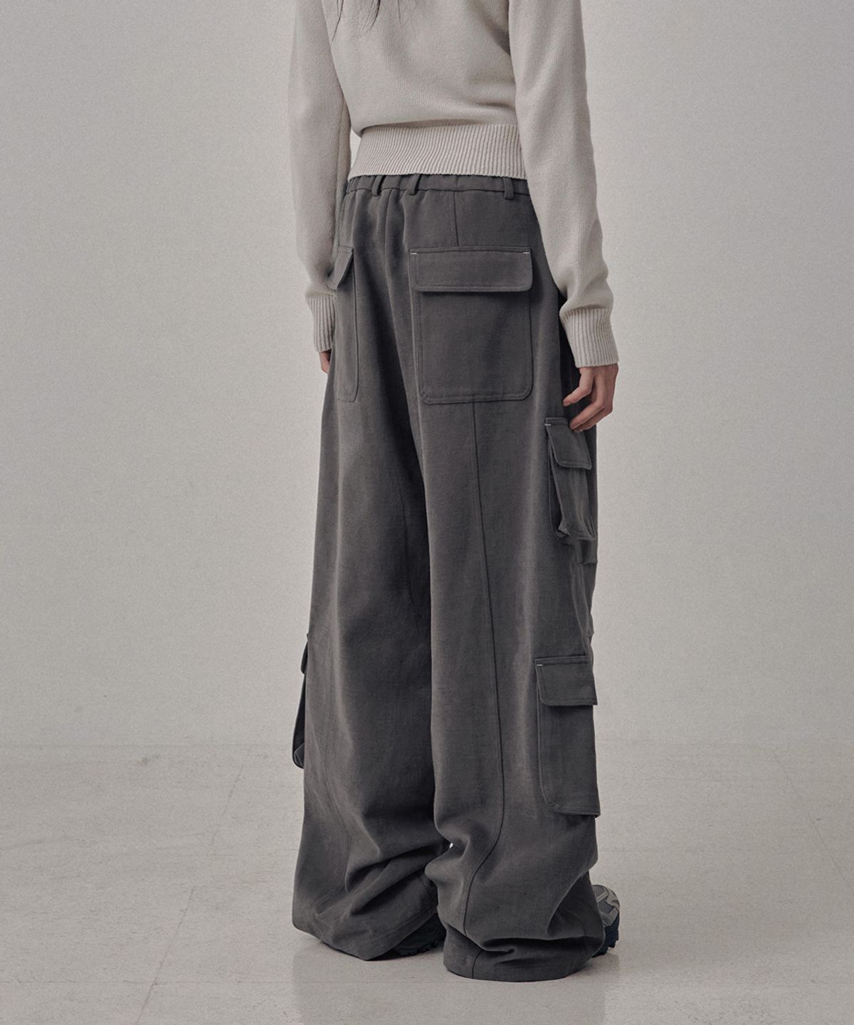 사일프레이(41PRAY) Brushed Fleece Cargo Wide Pants / Grey
