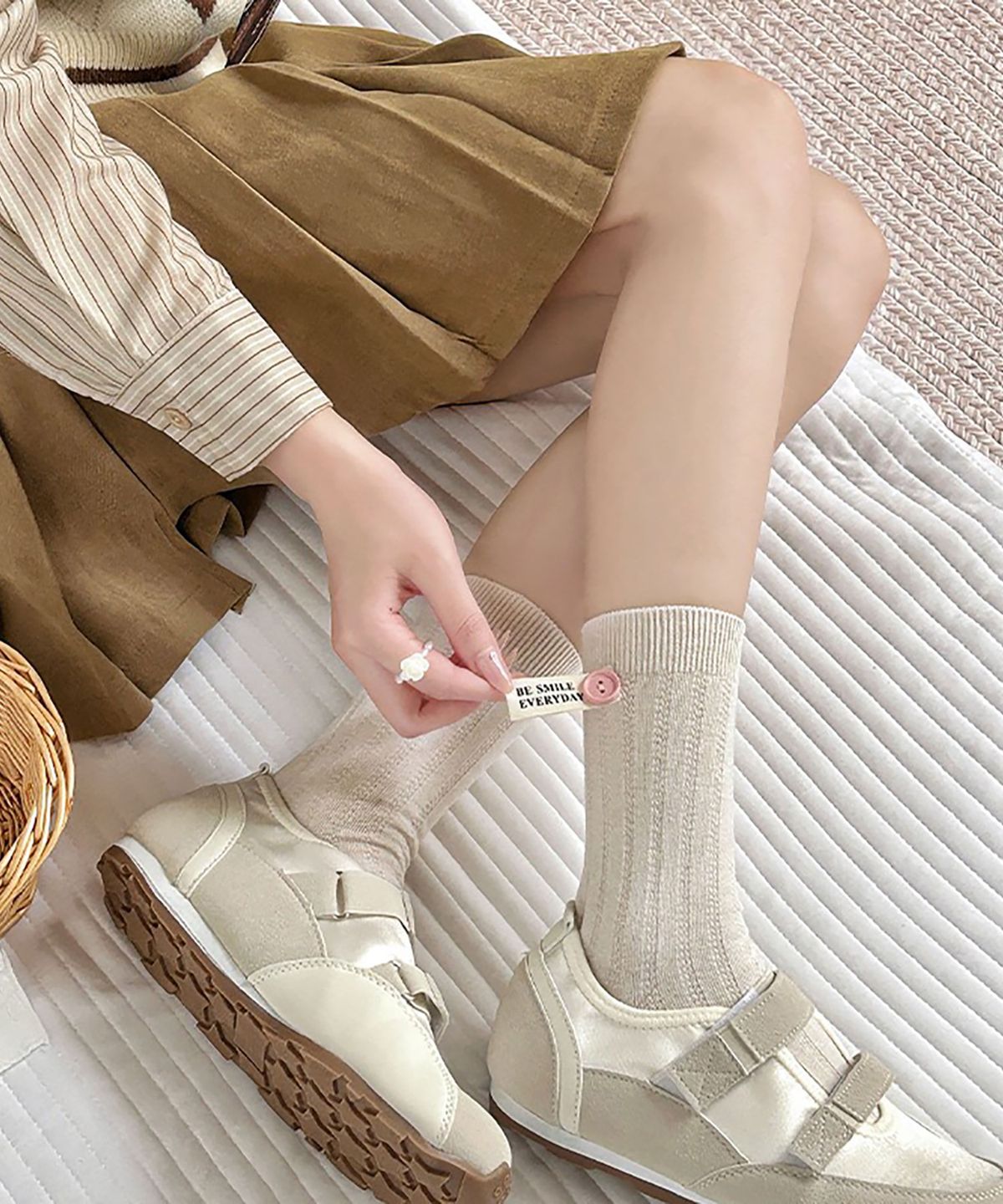 엔젤삭스(ANGEL SOCKS) [2개 세트] 1322 핑크 단추 여성 패션 양말 socks