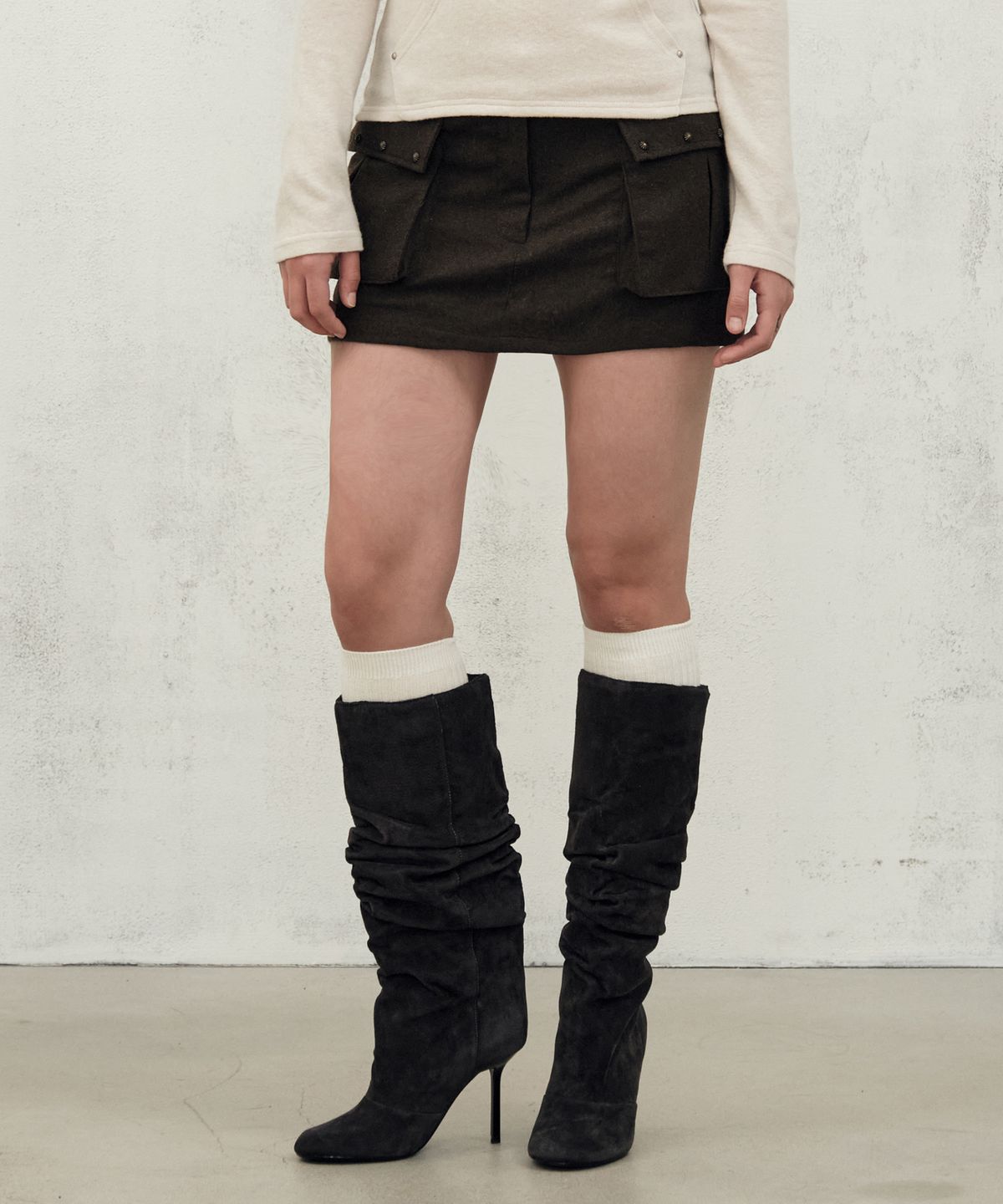 미드나잇 무브(MIDNIGHT MOVE) wool pk skirt (brown)
