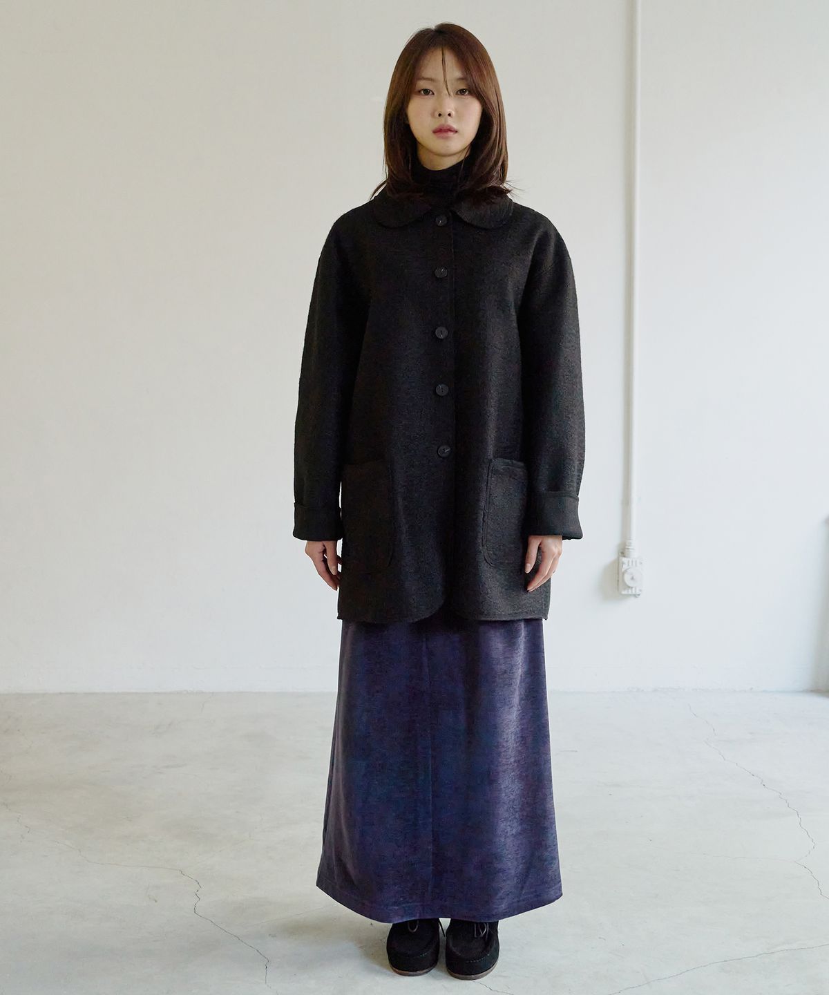 줄리아페페(JULIAPEPE) Woolly Cozy Coat (Black)