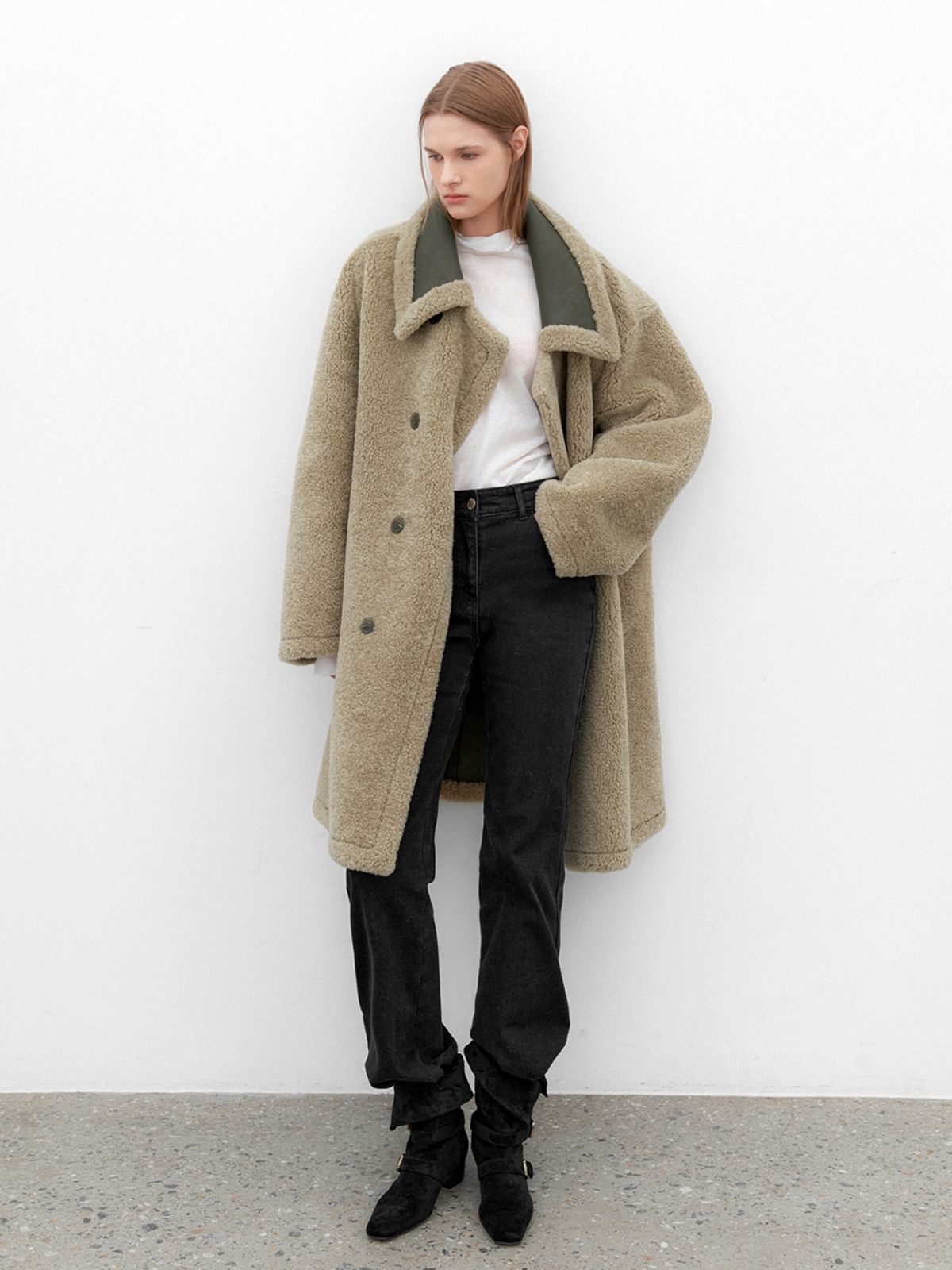 아틀리에 나인(ATELIER NAIN) (CT-1476)CALM REVERSIBLE HALF COAT MUSTANG