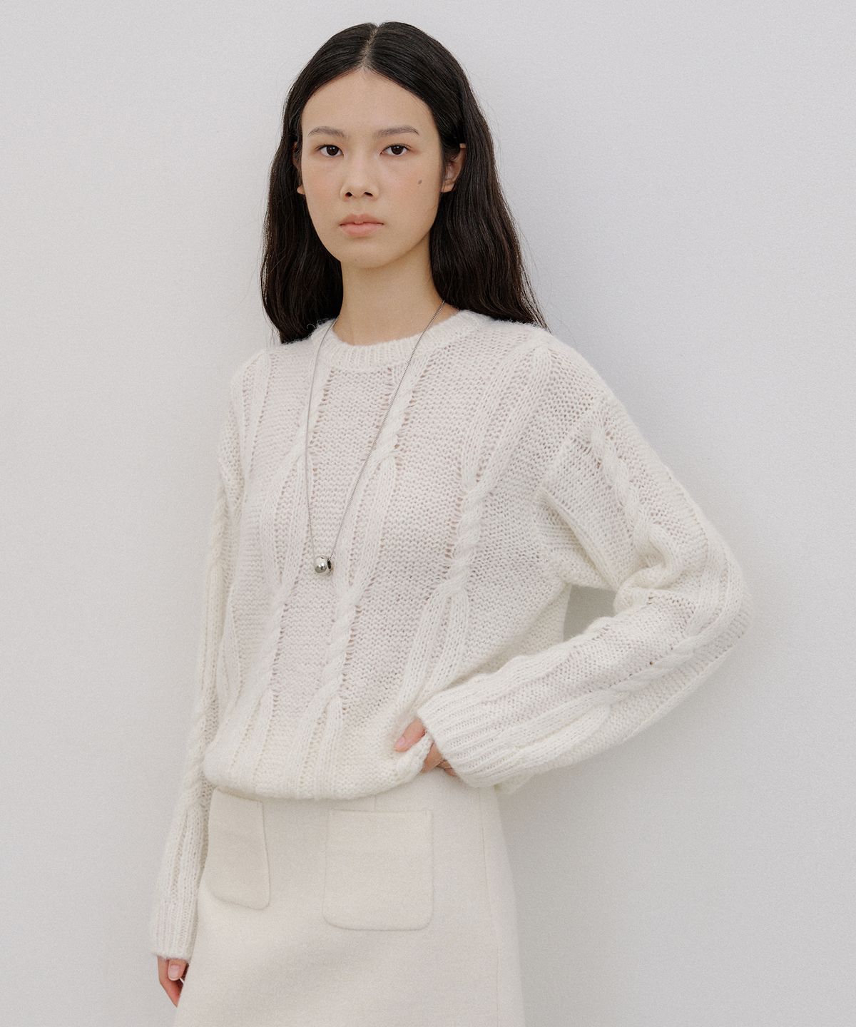 오떼뜨(OCTETTE) LOOSE CABLE PULL-OVER KNIT_3COLOR