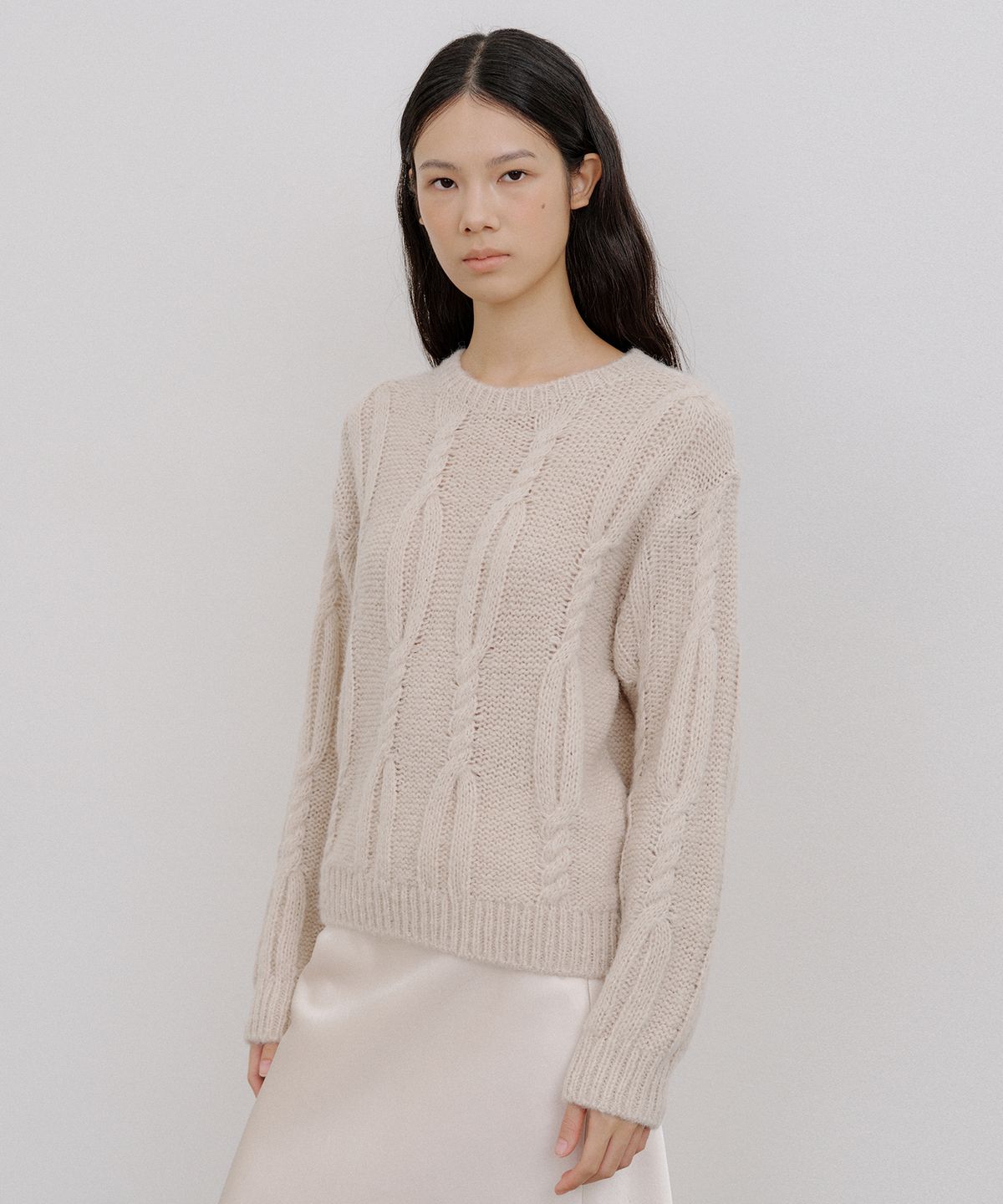 오떼뜨(OCTETTE) LOOSE CABLE PULL-OVER KNIT_3COLOR