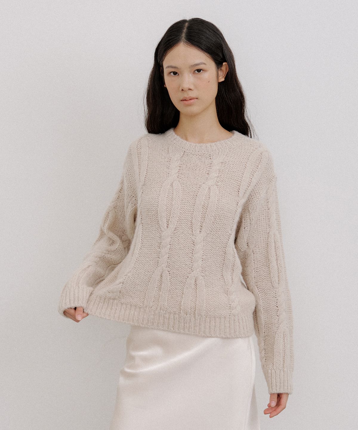 오떼뜨(OCTETTE) LOOSE CABLE PULL-OVER KNIT_3COLOR