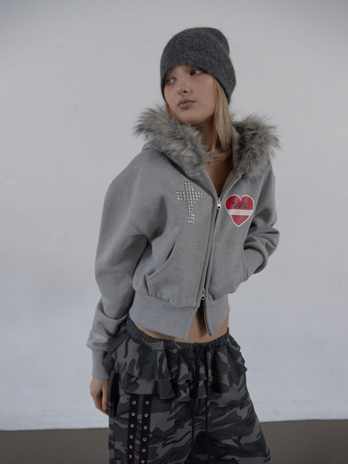 셋업이엑스이(SETUP-EXE) ANGORA LOGO BEANIE / GRAY