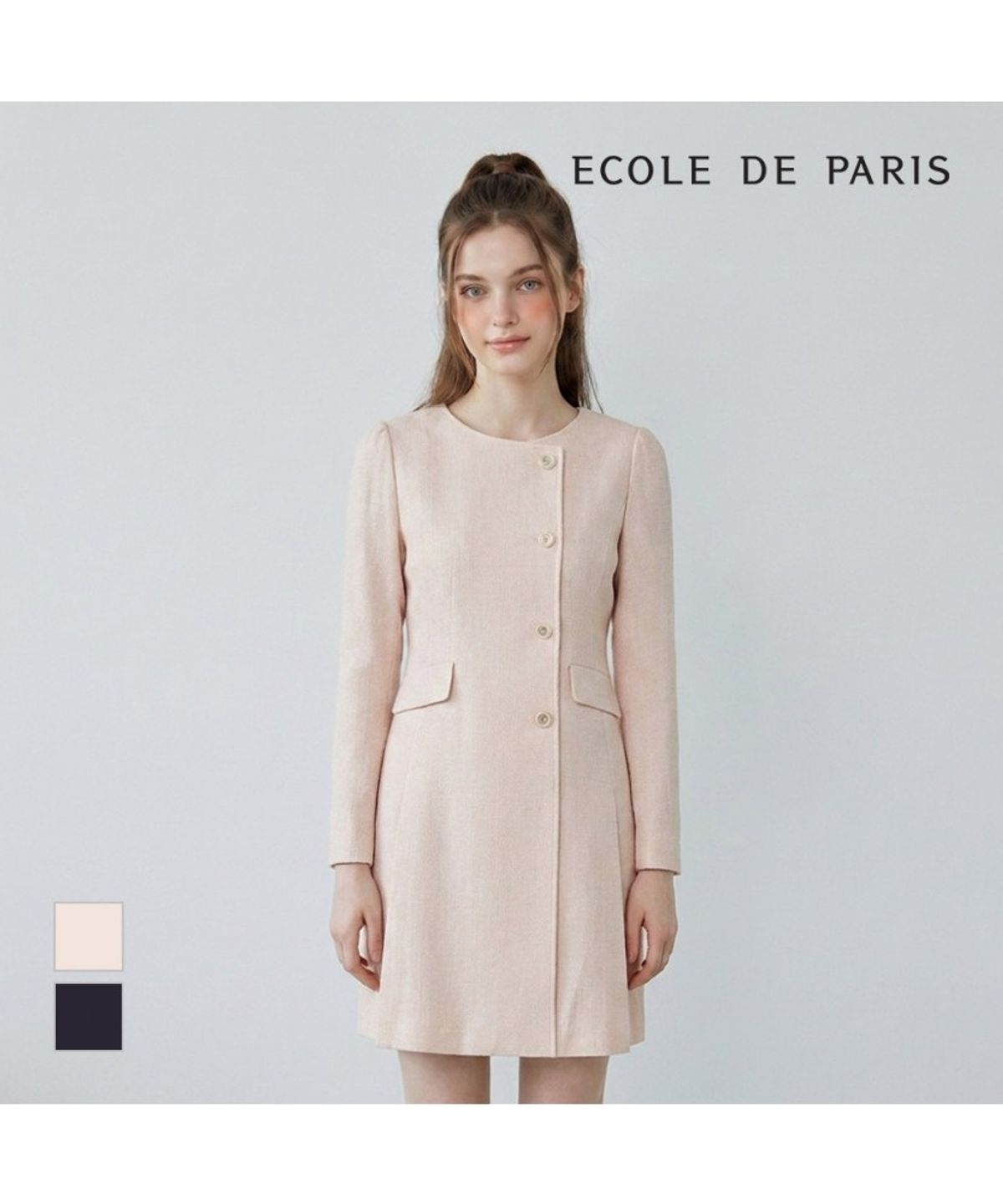 에꼴드파리(ECOLEDEPARIS) 버튼디자인 트위드 원피스_PB29WOA008Z