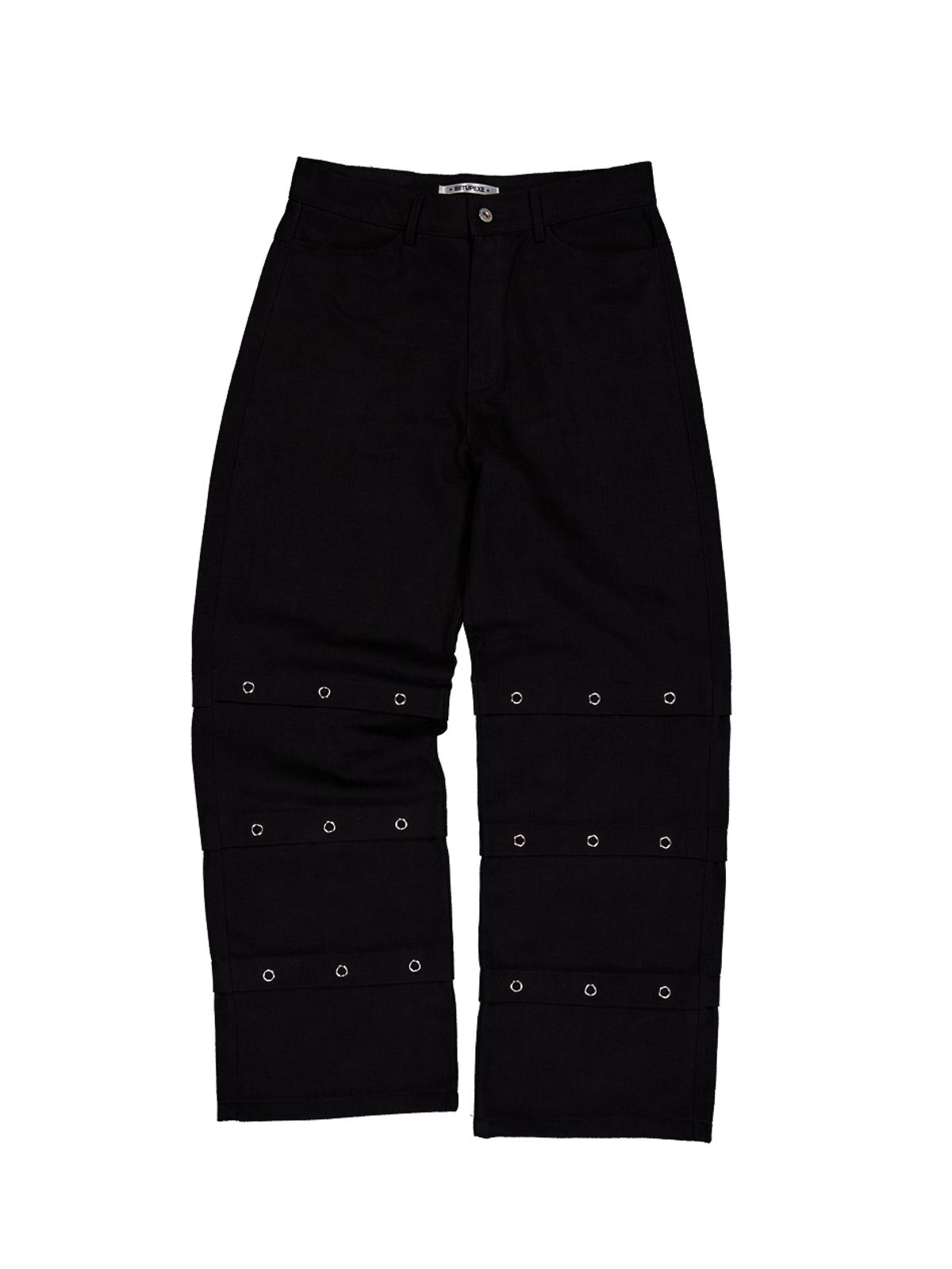셋업이엑스이(SETUP-EXE) PIN TUCK EYELET PANTS / BLACK