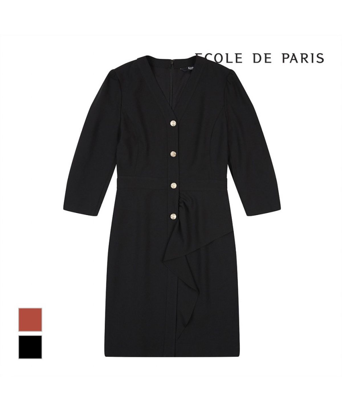에꼴드파리(ECOLEDEPARIS) ST패턴 브이넥 원피스_CB08WOA006Z