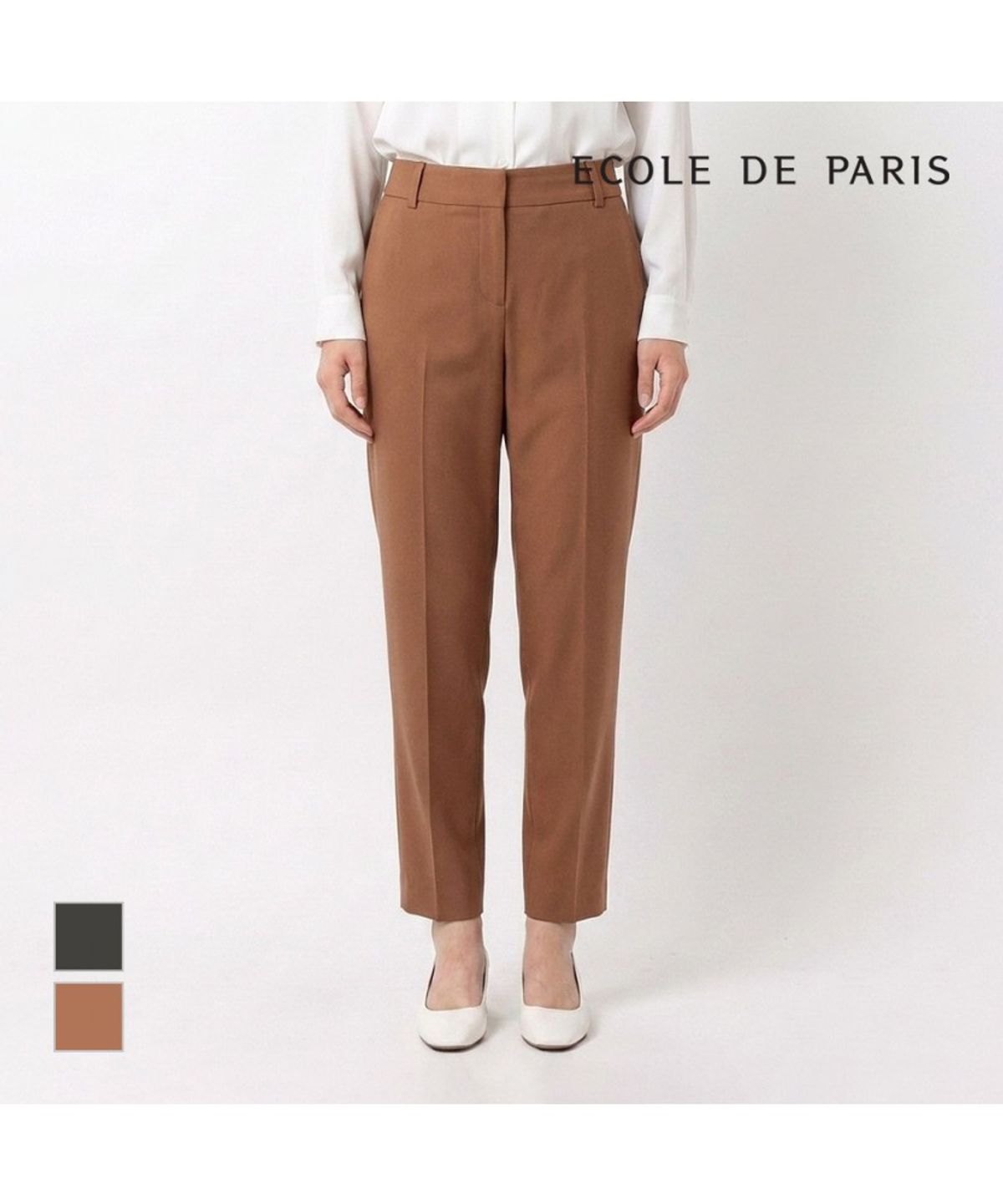 에꼴드파리(ECOLEDEPARIS) 노버튼 슬랙스팬츠_CB0XWPA029Z