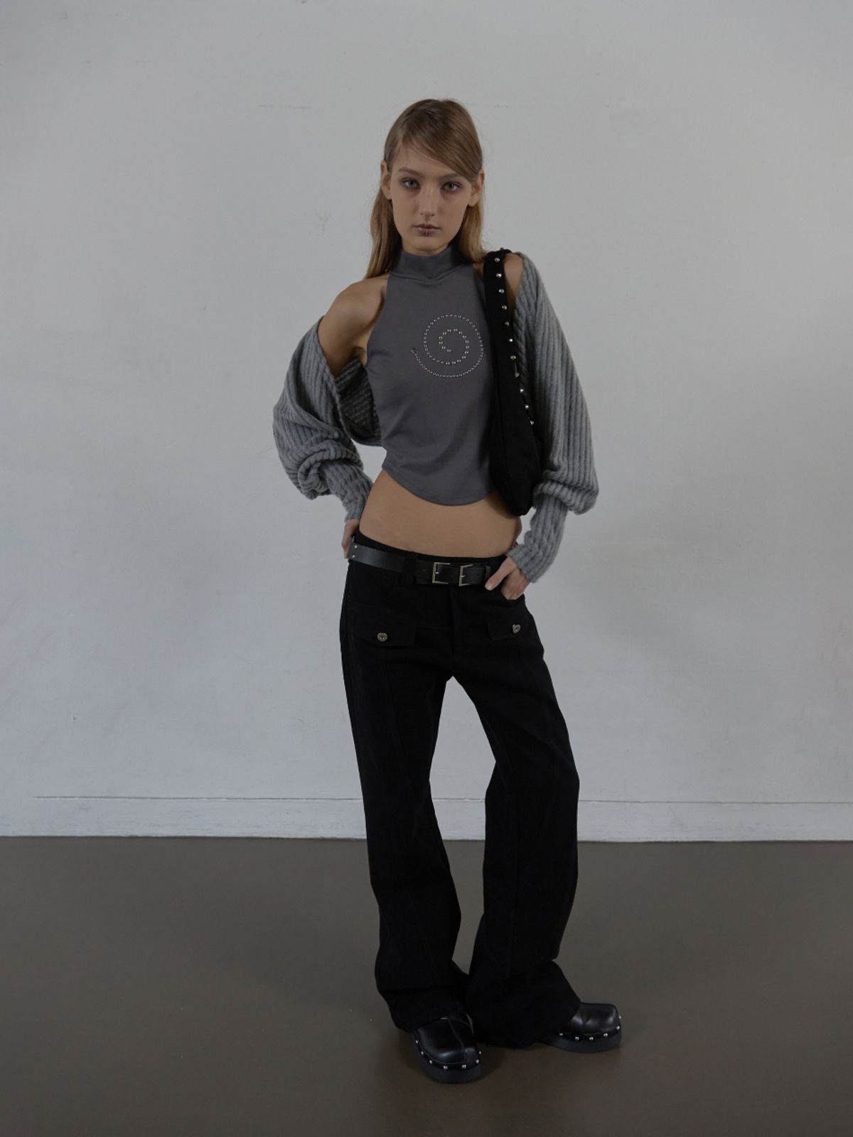셋업이엑스이(SETUP-EXE) LINE  BOOTCUT PANTS / BLACK