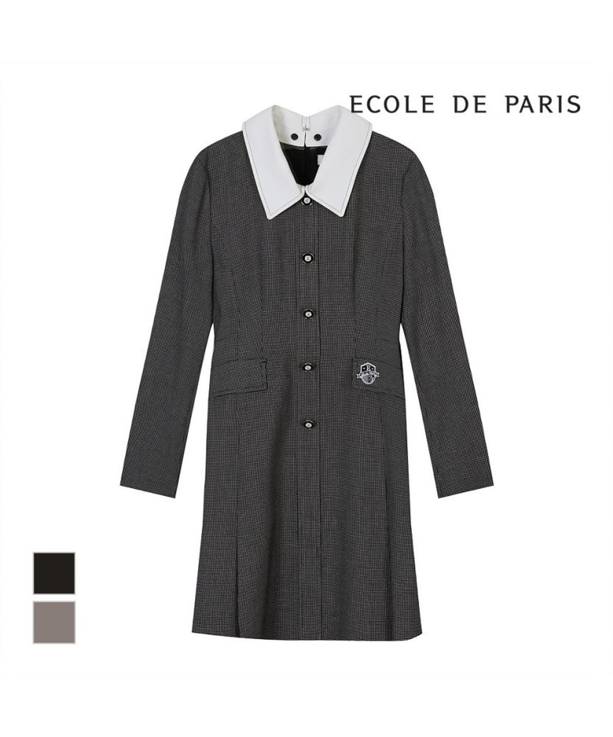 에꼴드파리(ECOLEDEPARIS) 카라배색 체크 원피스_RB29WOA004Z
