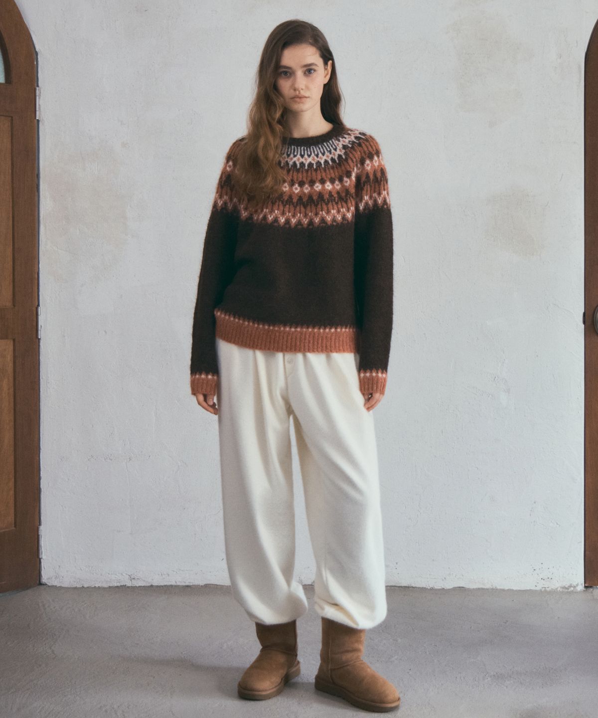 아우어노스텔지아(OURNOSTALGIA) Snowy Button Jogger Pants_Ivory(O25-PT17)