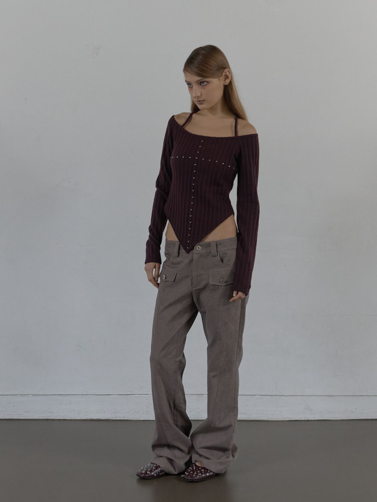 셋업이엑스이(SETUP-EXE) WESTERN CROSS TOP / BURGUNDY