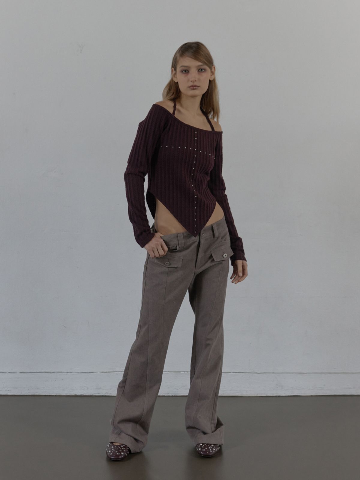 셋업이엑스이(SETUP-EXE) WESTERN CROSS TOP / BURGUNDY