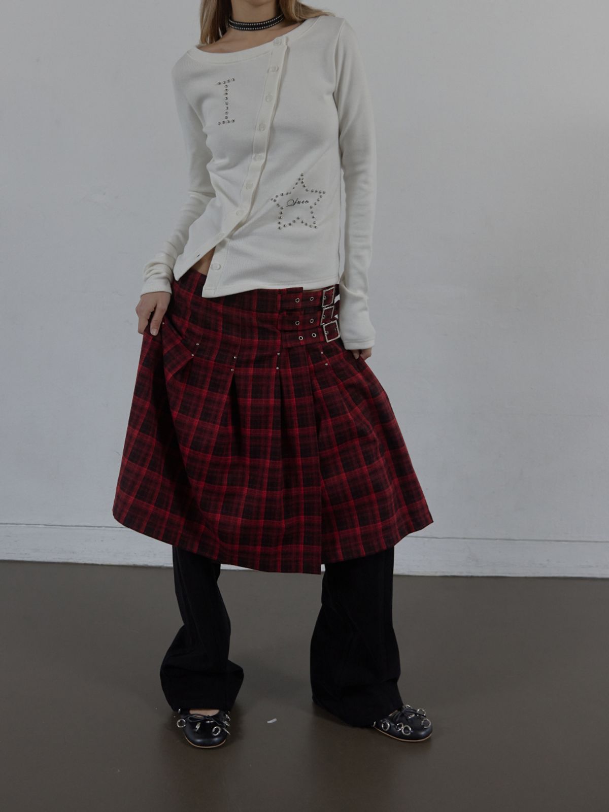 셋업이엑스이(SETUP-EXE) STAR BUTTON TOP / WHITE