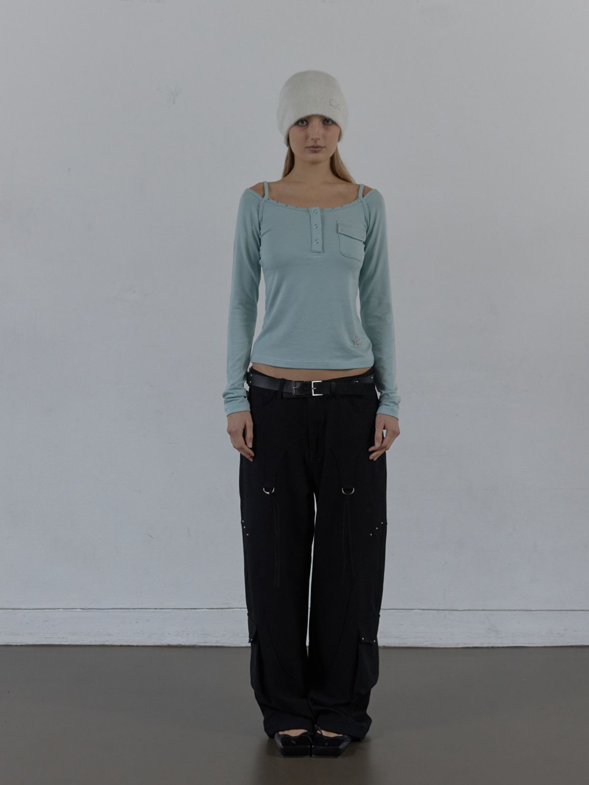 셋업이엑스이(SETUP-EXE) SLEEVELESS LAYERED TOP / LIGHT BLUE