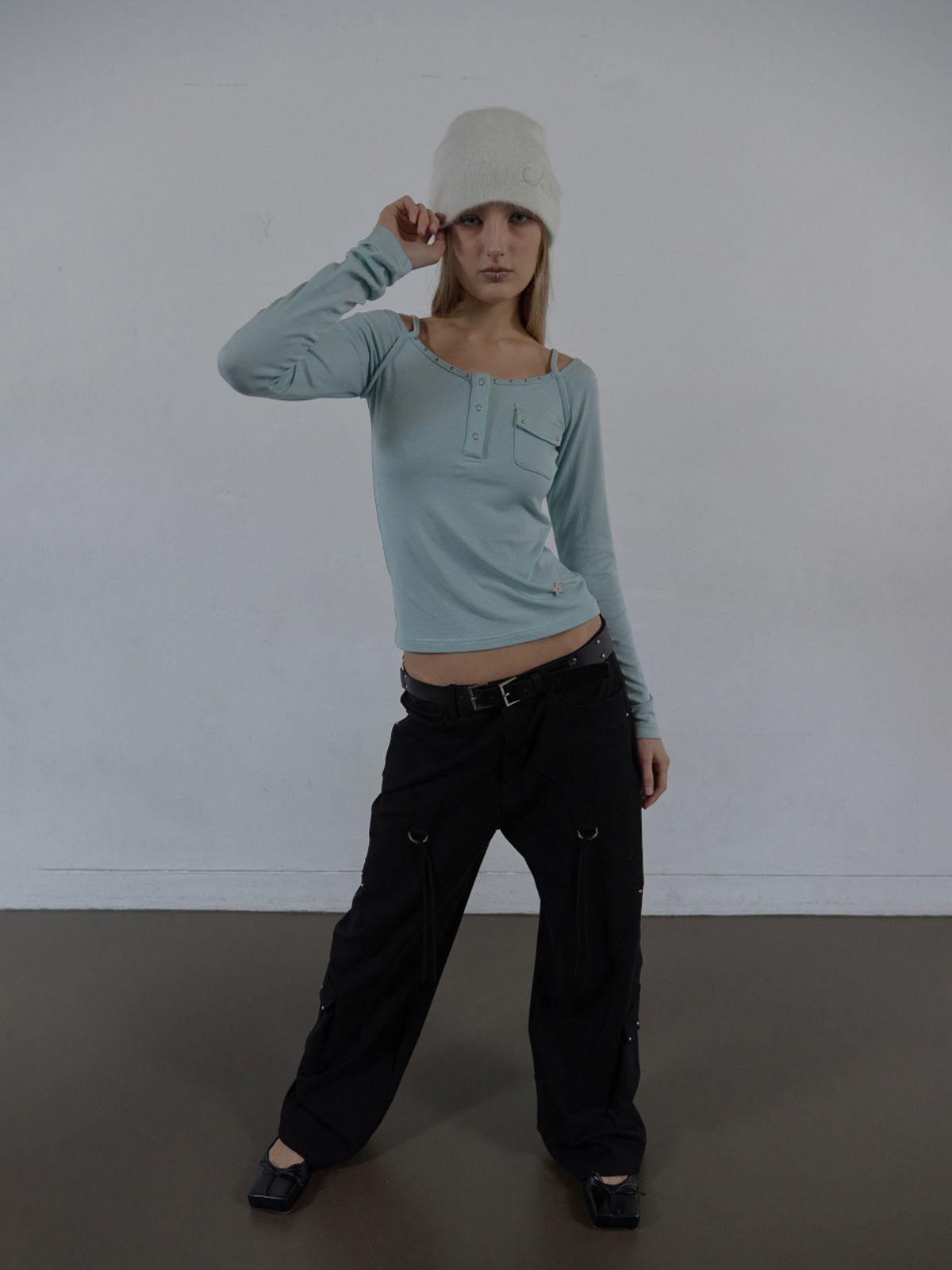 셋업이엑스이(SETUP-EXE) SLEEVELESS LAYERED TOP / LIGHT BLUE