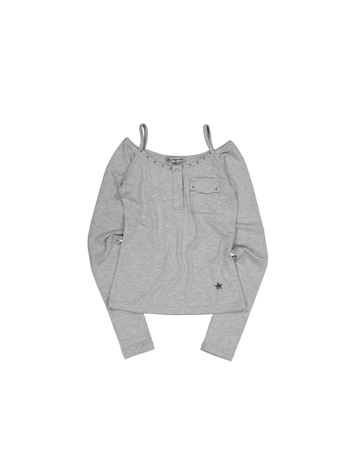 셋업이엑스이(SETUP-EXE) SLEEVELESS LAYERED TOP / MELANGE GRAY