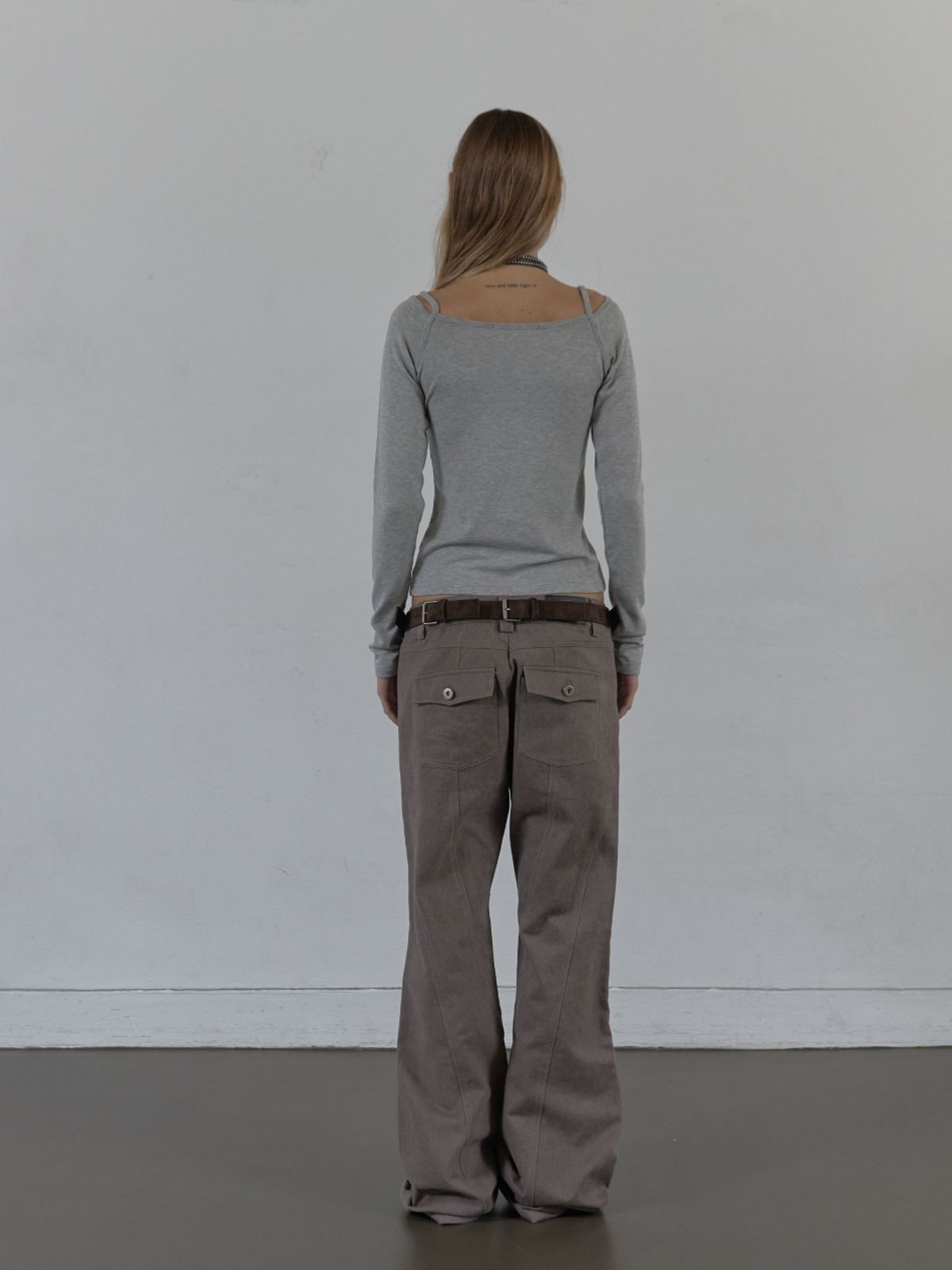 셋업이엑스이(SETUP-EXE) SLEEVELESS LAYERED TOP / MELANGE GRAY