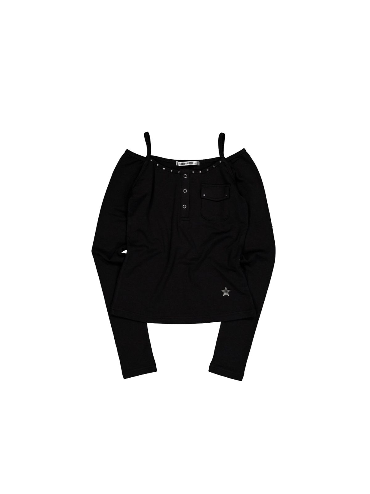 셋업이엑스이(SETUP-EXE) SLEEVELESS LAYERED TOP / BLACK