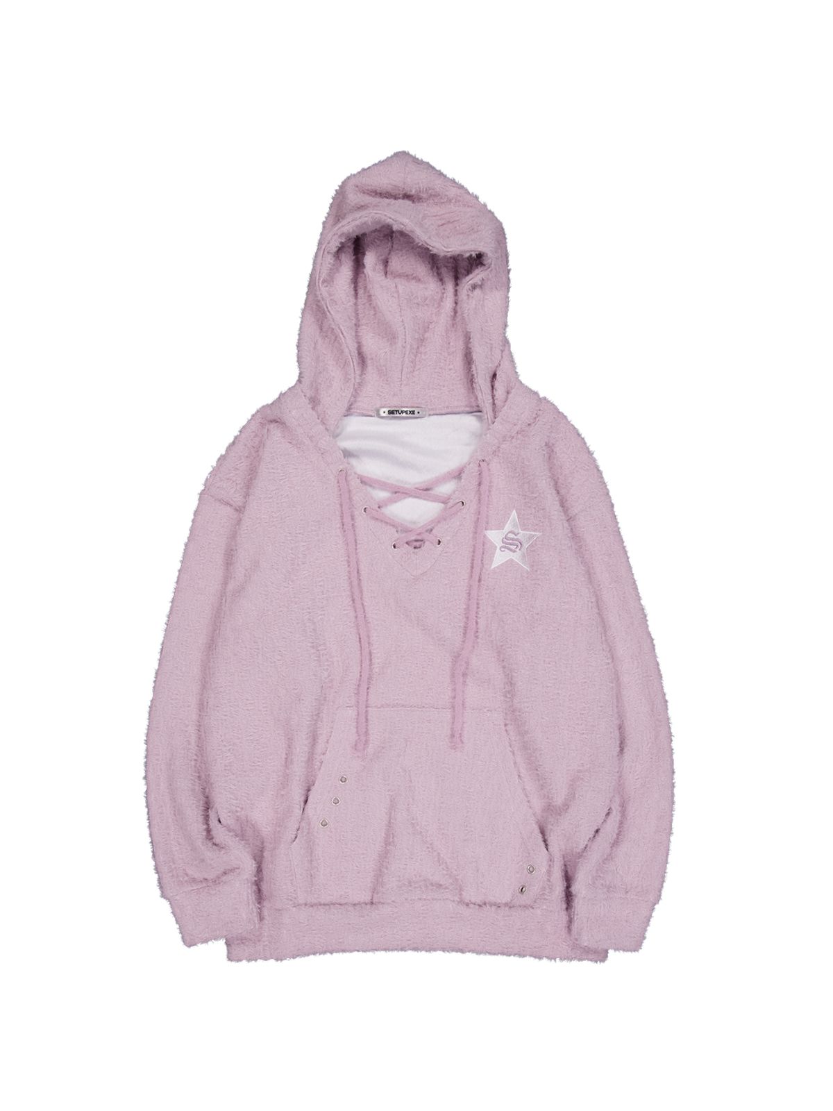 셋업이엑스이(SETUP-EXE) HAIRY V-NECK HOODIE / LILAC