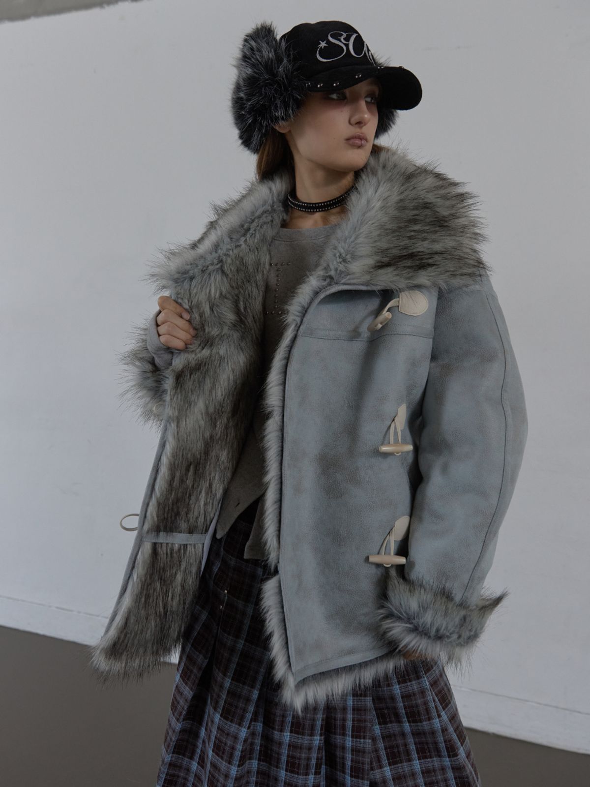 셋업이엑스이(SETUP-EXE) DUFFLE MUSTANG JACKET / BABY BLUE