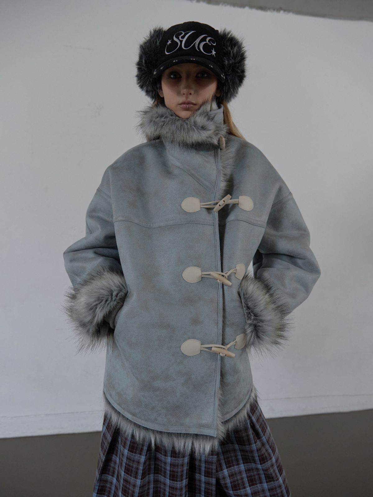 셋업이엑스이(SETUP-EXE) DUFFLE MUSTANG JACKET / BABY BLUE