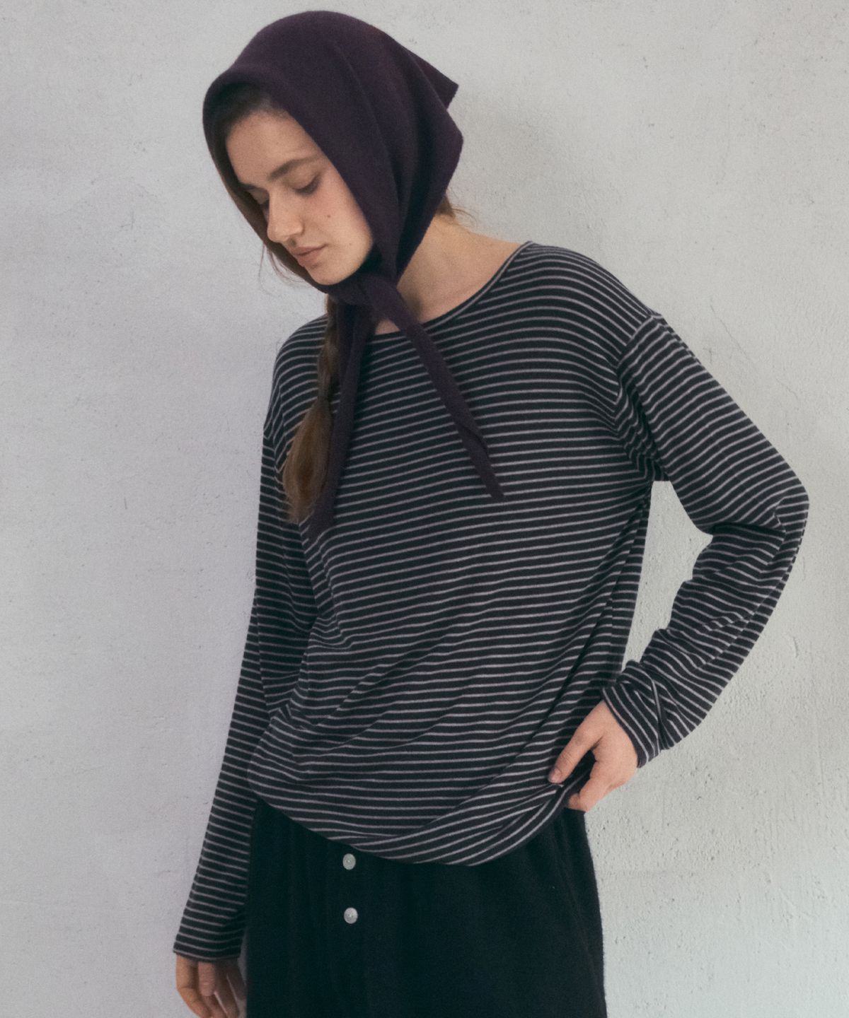 아우어노스텔지아(OURNOSTALGIA) Dear Heart Knit Kerchief_Warm Purple(OC25-KN21)