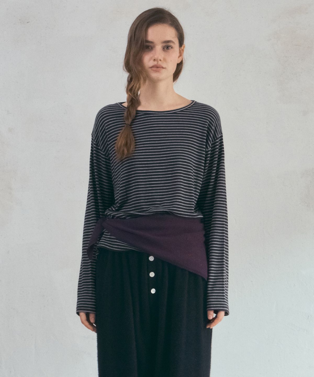 아우어노스텔지아(OURNOSTALGIA) Dear Heart Knit Kerchief_Warm Purple(OC25-KN21)
