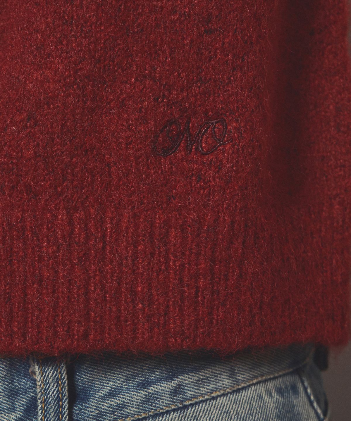 아우어노스텔지아(OURNOSTALGIA) mixed Yarn round hairy half knit_4COLOR