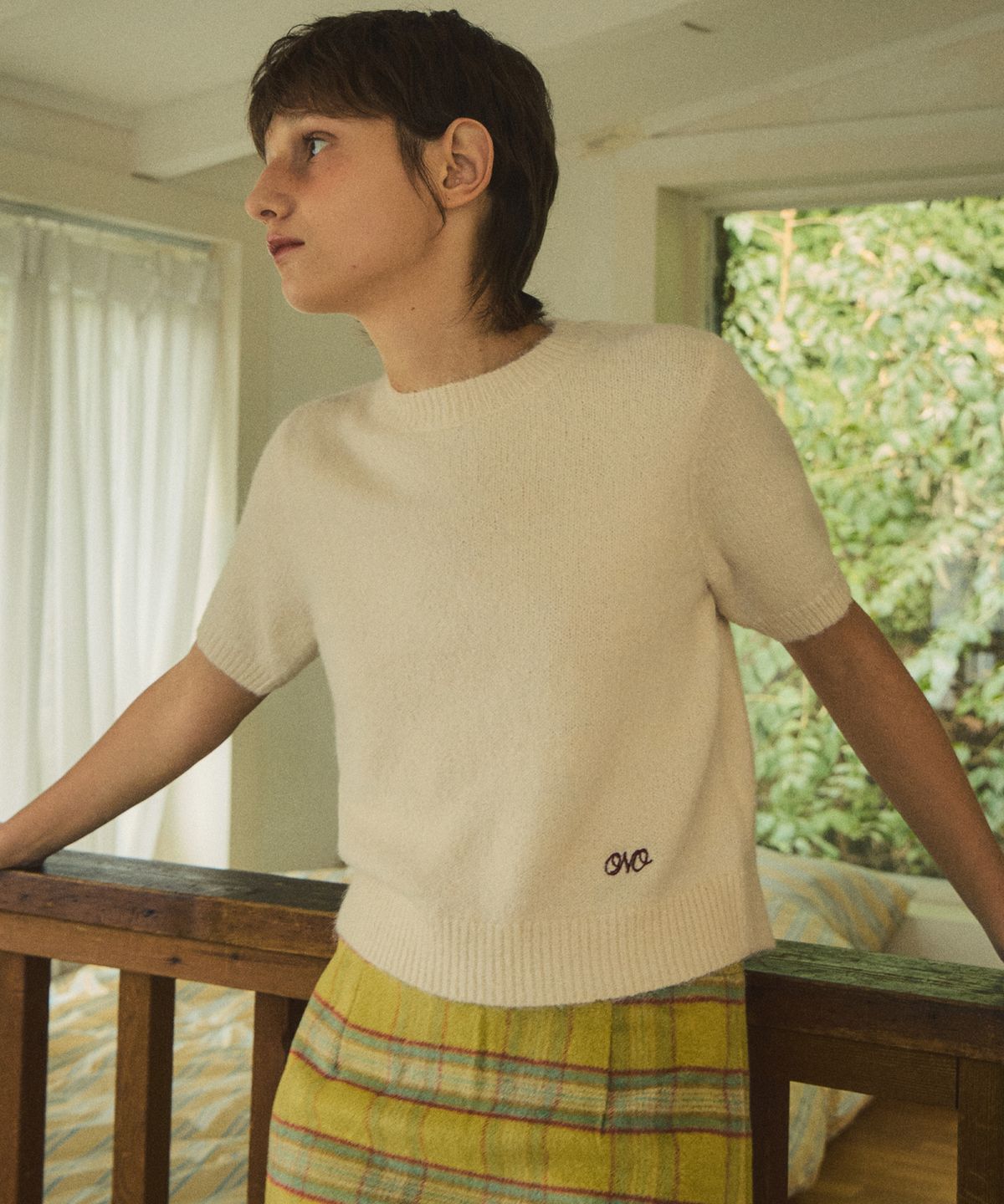 아우어노스텔지아(OURNOSTALGIA) mixed Yarn round hairy half knit_4COLOR