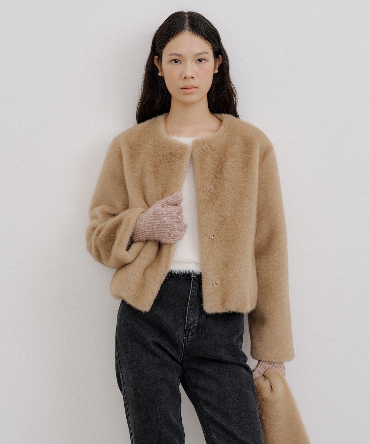 오떼뜨(OCTETTE) WARMER FUR BLOUSON_BEIGE