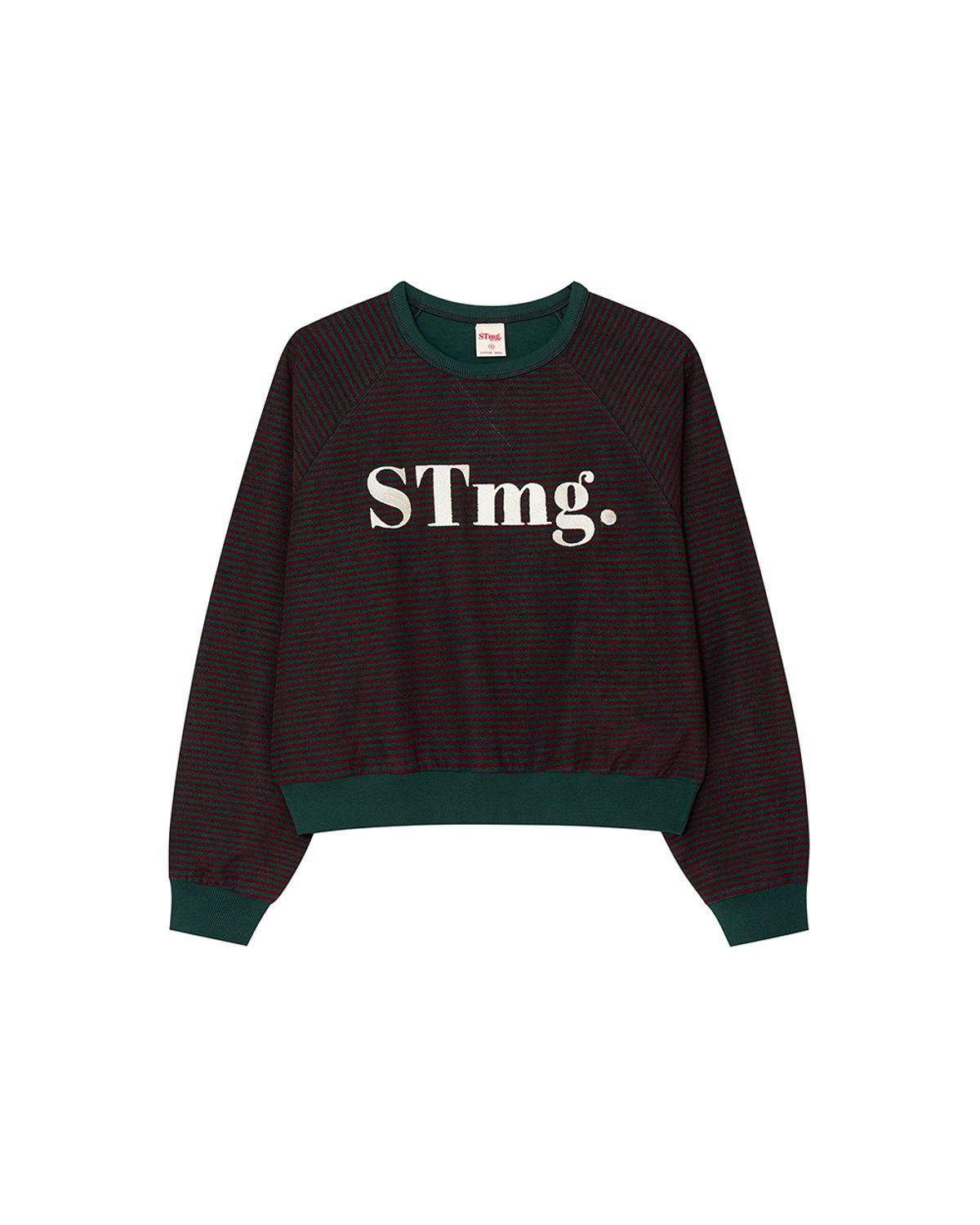 스트라이프마가린(STMG) stmg 로고 스트라이프 맨투맨 그린