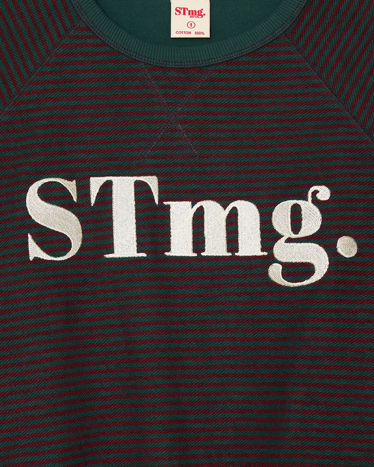 스트라이프마가린(STMG) stmg 로고 스트라이프 맨투맨 그린