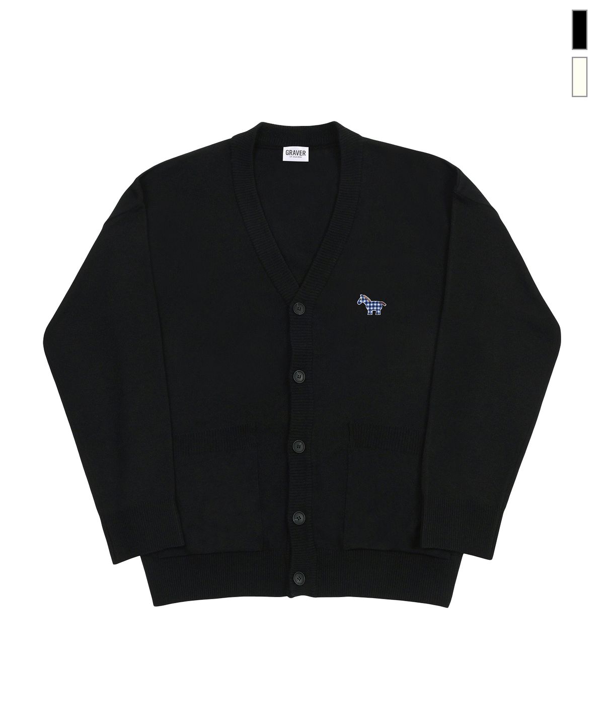 그레이버(GRAVER) [UNISEX]PAPER PONY 자수 니트 가디건_2color
