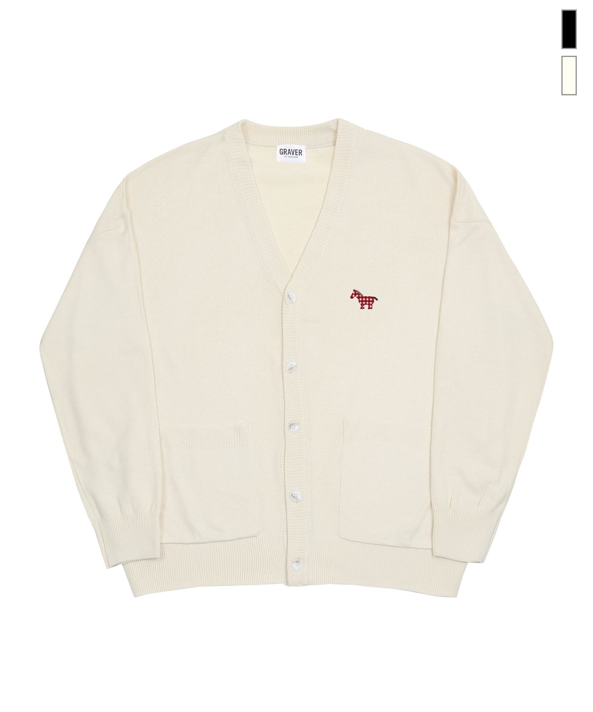 그레이버(GRAVER) [UNISEX]PAPER PONY 자수 니트 가디건_2color