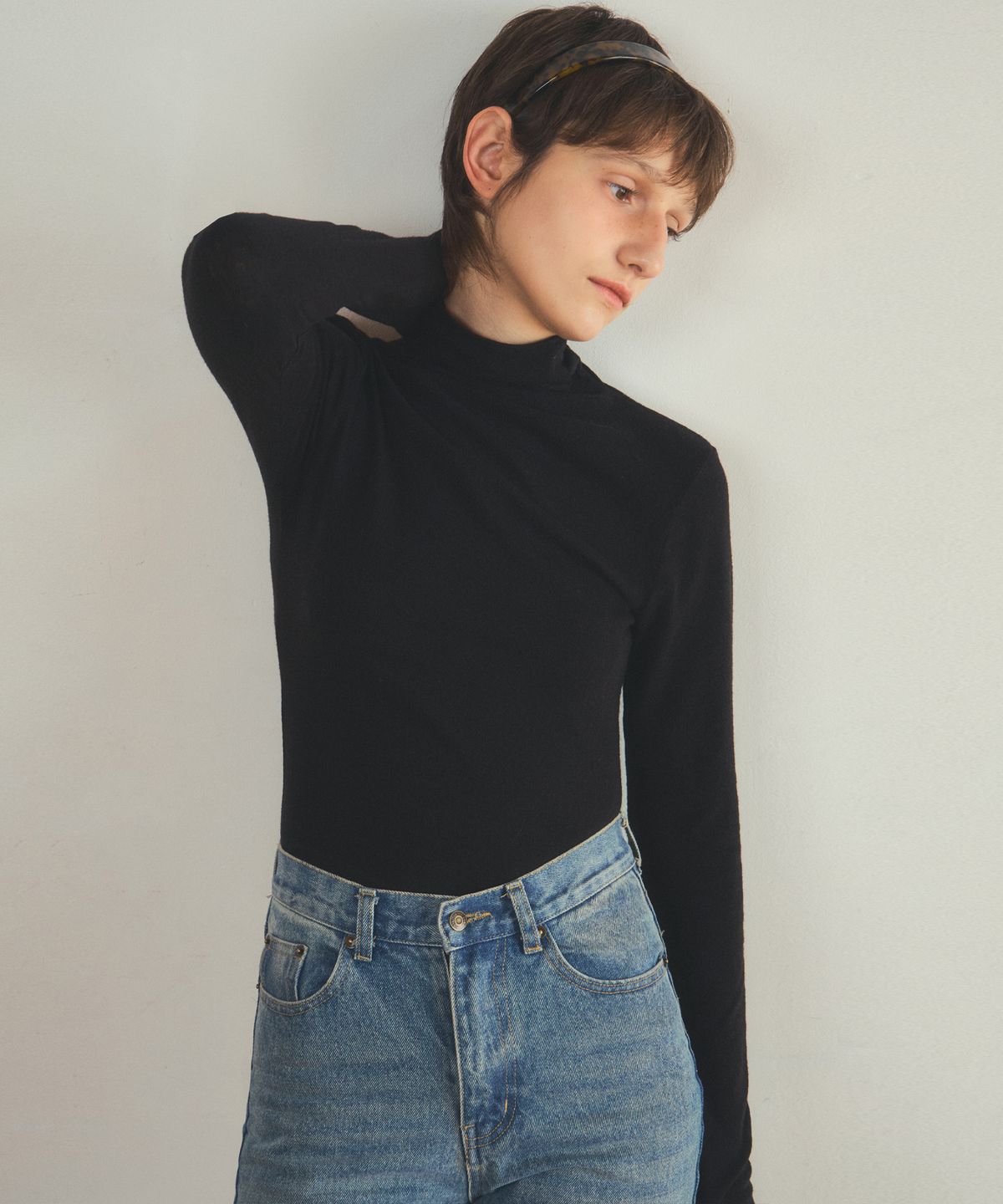 아우어노스텔지아(OURNOSTALGIA) angora turtleneck logo t-shirt_5color