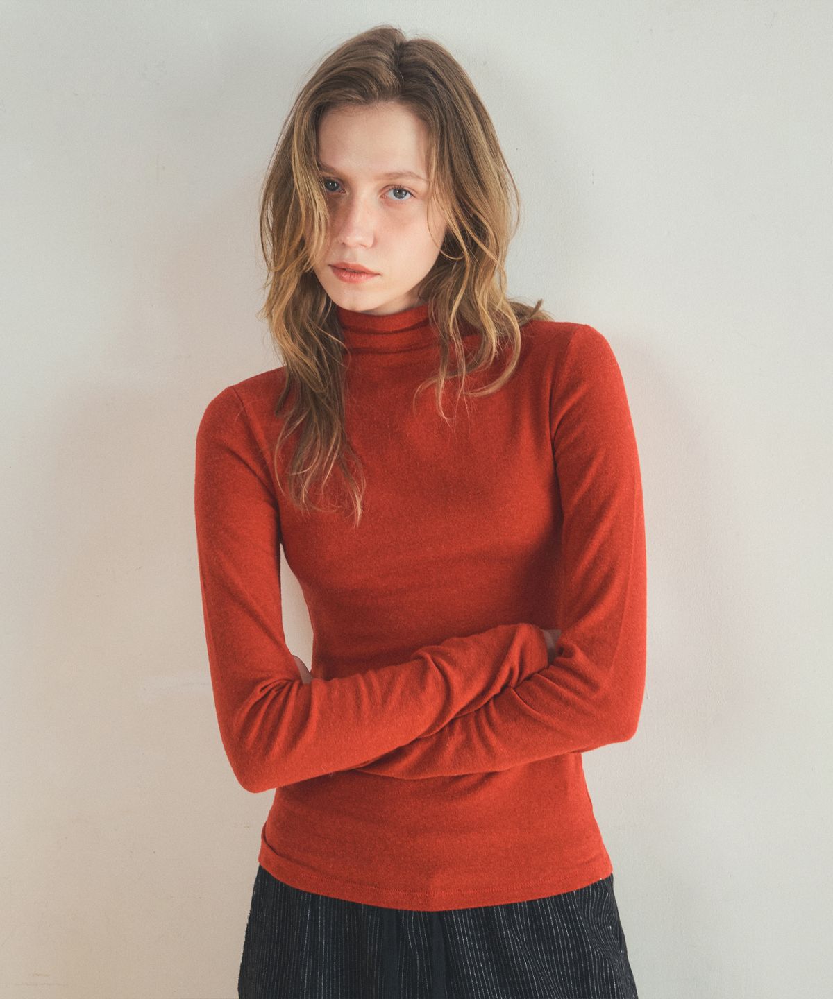 아우어노스텔지아(OURNOSTALGIA) angora turtleneck logo t-shirt_5color
