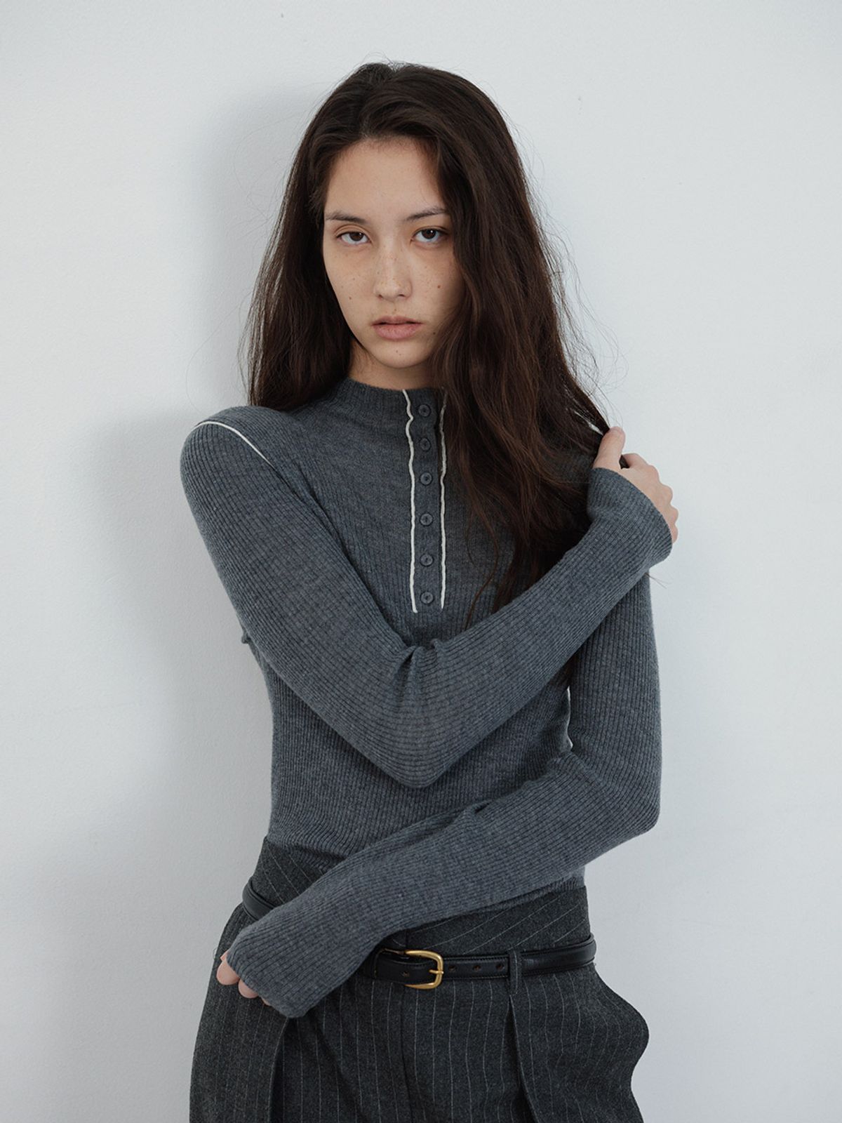 헌치(HUNCH) Wool Blend Henry Neck Knit Pullover (2color)